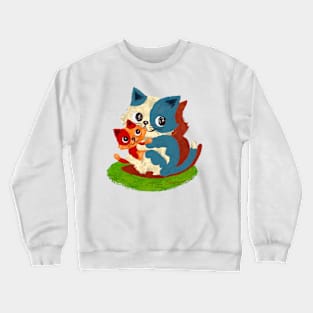 Colorful cats mother and child Crewneck Sweatshirt